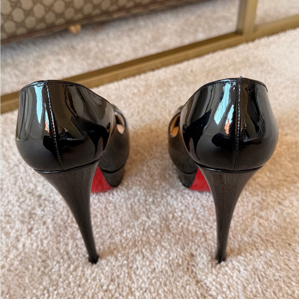 Christian Louboutin Black Patent Peep Toe Pumps - Picture 9 of 15